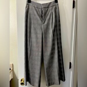 Zara plaid high waist wide leg flare trouser